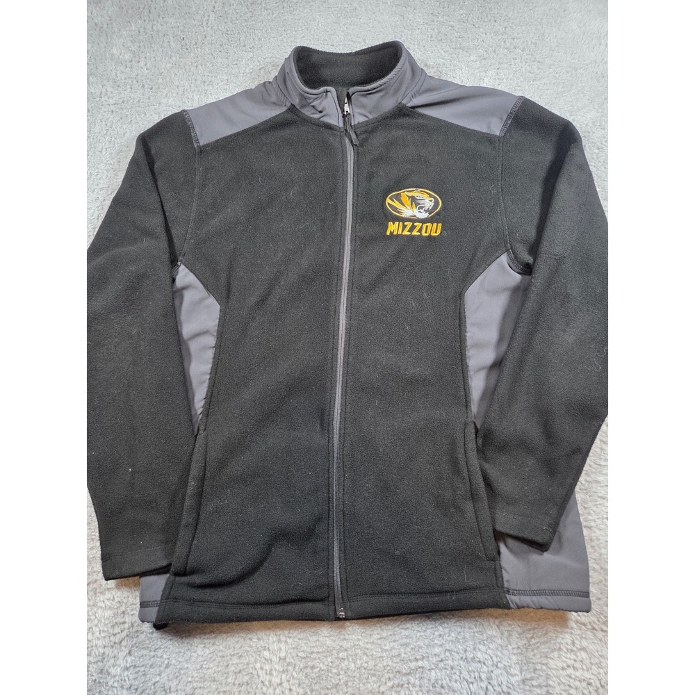 Colosseum Mizzou Fleece Jacket Large Black Grey Mens Missouri Tigers Full Zip